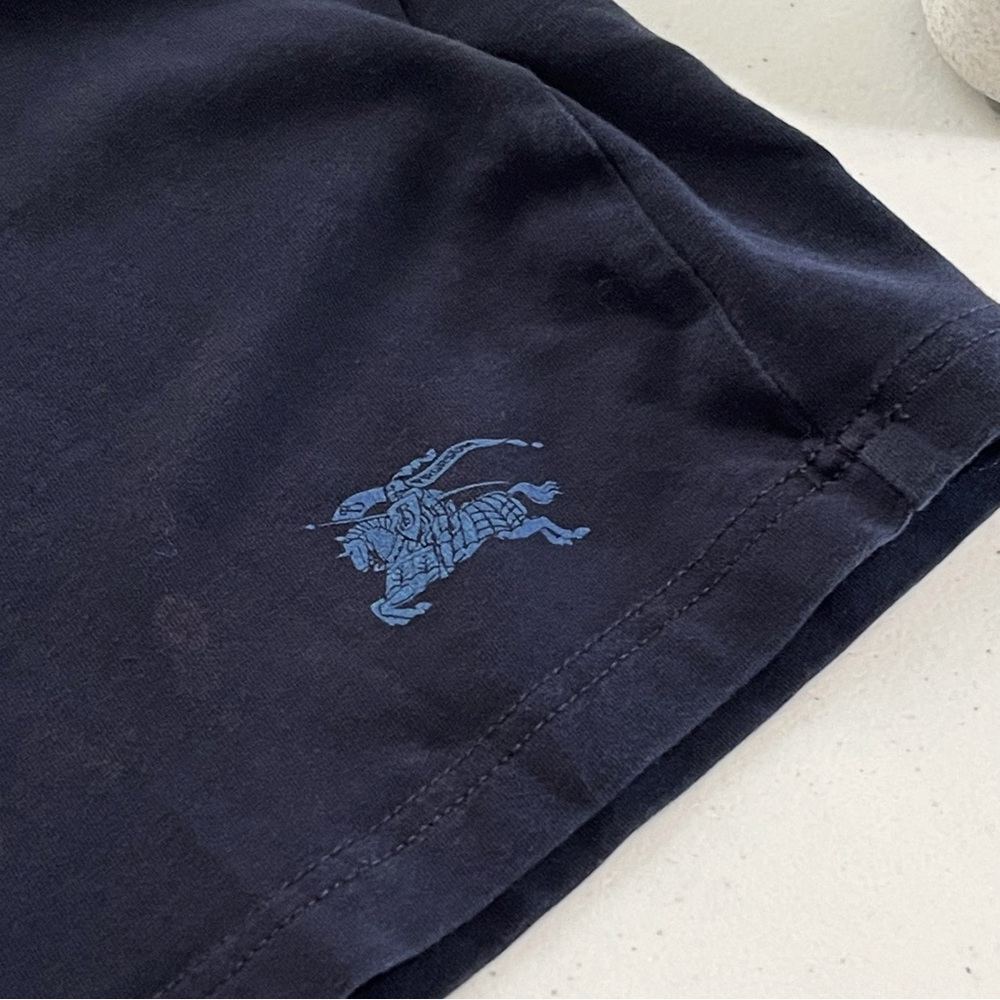 Burberry Brit Navy Blue Cotton Short Sleeve Nova Check Cuff T-Shirt Tee Size XS - Picture 8 of 10